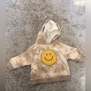 Kids Smiley Face Hoodie - Brown and Yellow